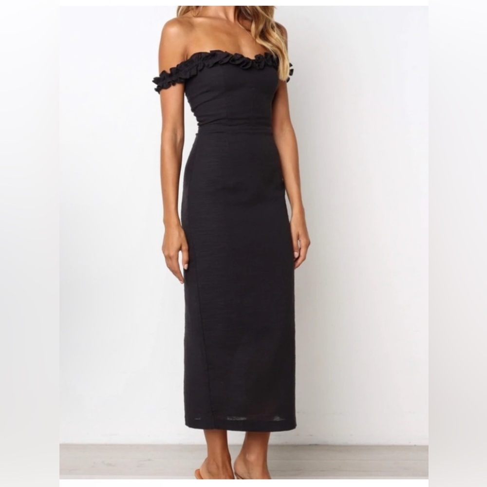 Petal + Pup Elegant Black Ruffle Dress